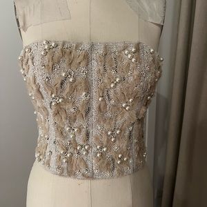 Alice and Olivia hand beaded bustier. Nude pearl color. Size 6. Made in USA.